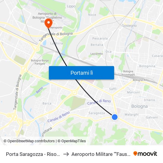 Porta Saragozza - Risorgimento to Aeroporto Militare ""Fausto Pesci"" map