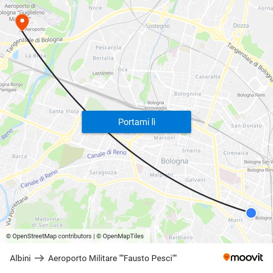 Albini to Aeroporto Militare ""Fausto Pesci"" map