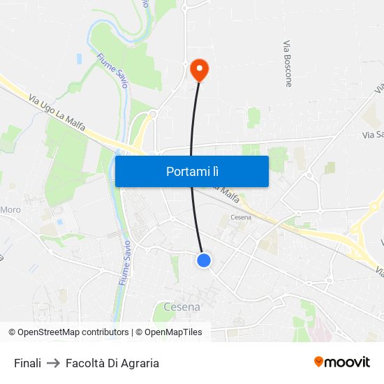 Finali to Facoltà Di Agraria map