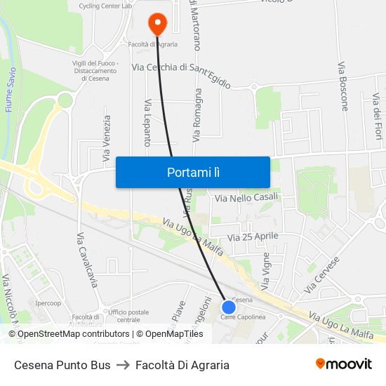 Cesena Punto Bus to Facoltà Di Agraria map