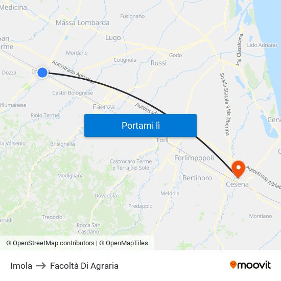 Imola to Facoltà Di Agraria map