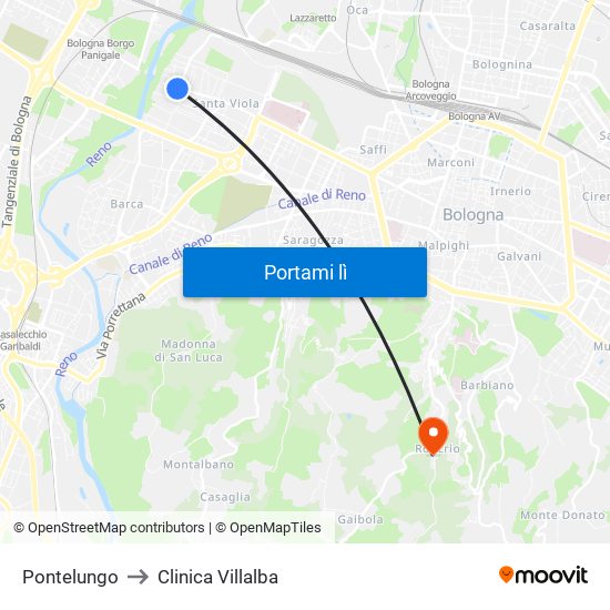 Pontelungo to Clinica Villalba map