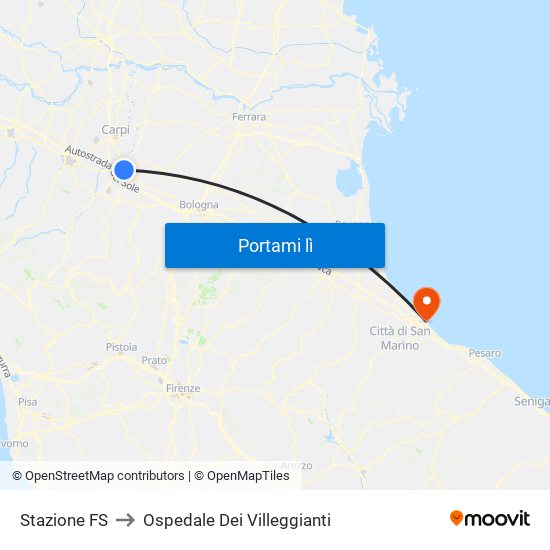 Stazione FS to Ospedale Dei Villeggianti map