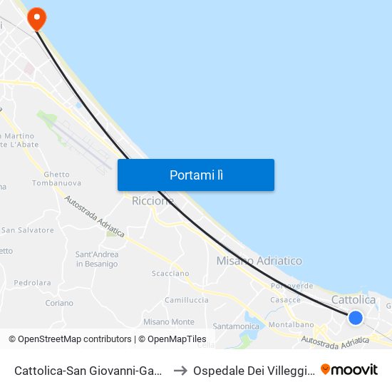 Cattolica-San Giovanni-Gabicce to Ospedale Dei Villeggianti map