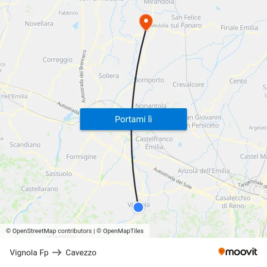 Vignola Fp to Cavezzo map