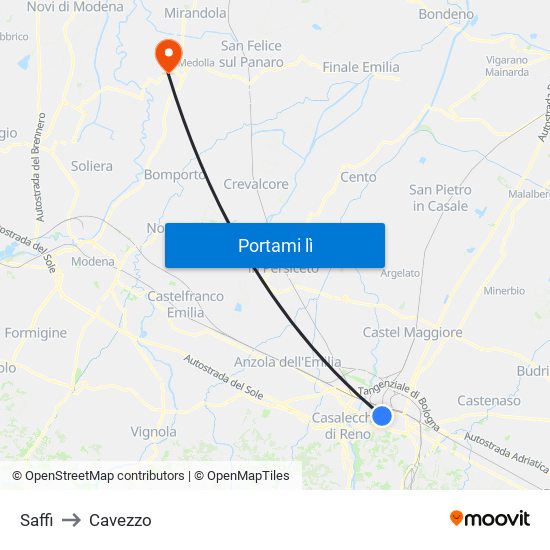 Saffi to Cavezzo map