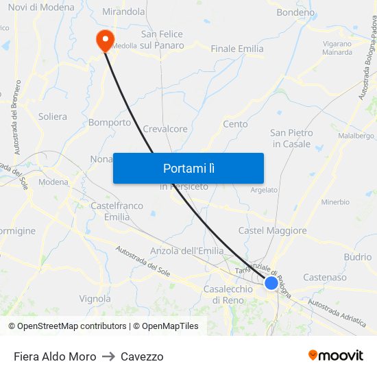 Fiera Aldo Moro to Cavezzo map