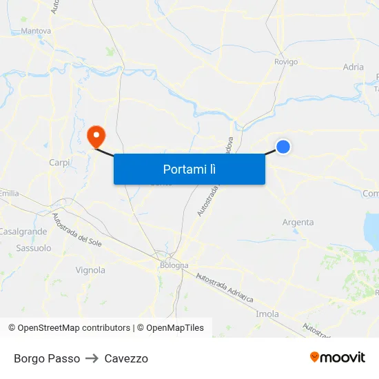 Borgo Passo to Cavezzo map