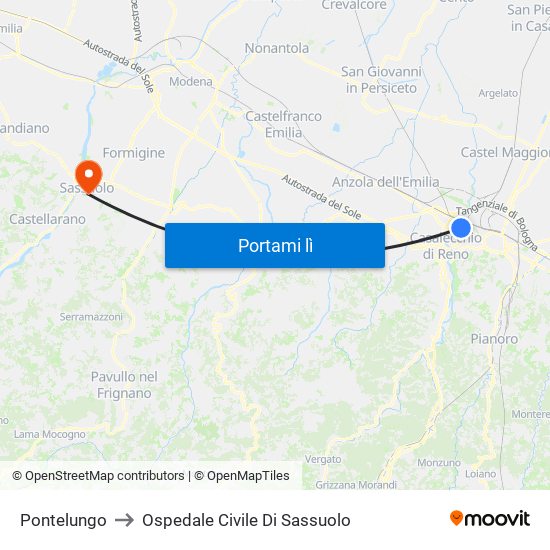 Pontelungo to Ospedale Civile Di Sassuolo map