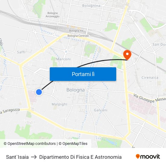 Sant`Isaia to Dipartimento Di Fisica E Astronomia map