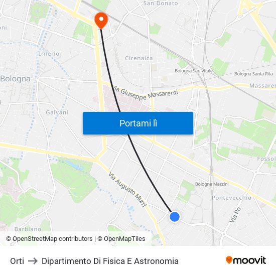 Orti to Dipartimento Di Fisica E Astronomia map