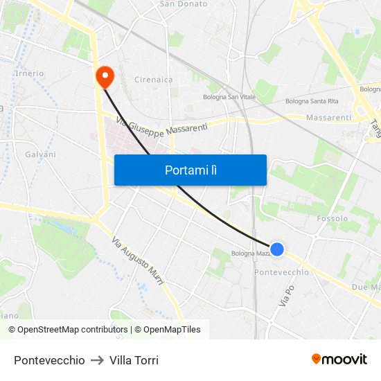 Pontevecchio to Villa Torri map