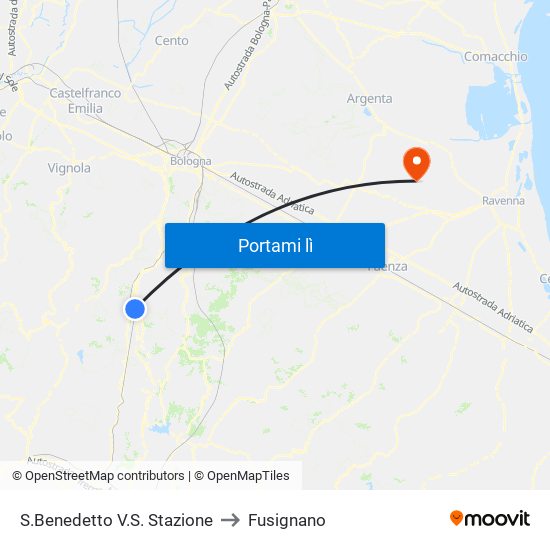 S.Benedetto V.S. Stazione to Fusignano map