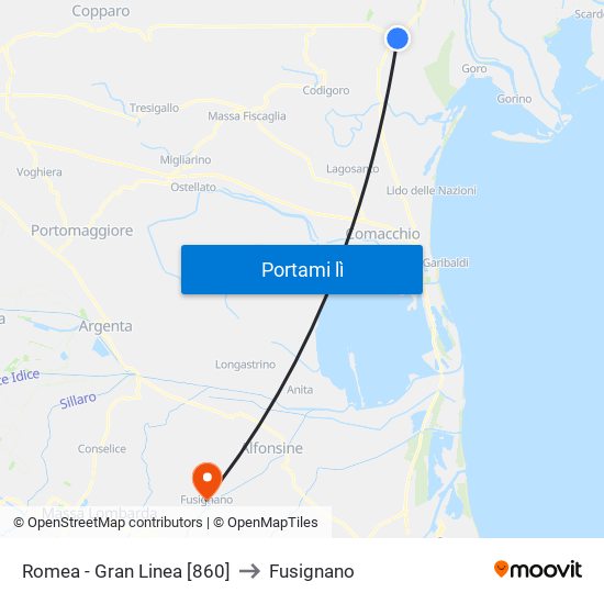 Romea - Gran Linea [860] to Fusignano map