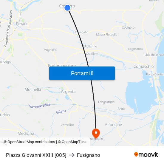 Piazza Giovanni XXIII [005] to Fusignano map