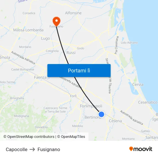 Capocolle to Fusignano map
