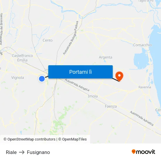 Riale to Fusignano map