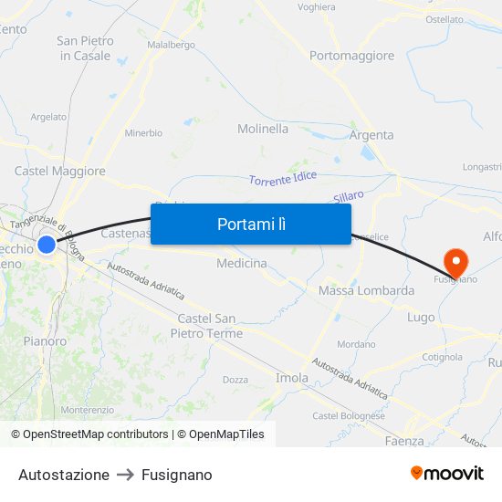 Autostazione to Fusignano map