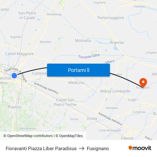 Fioravanti Piazza Liber Paradisus to Fusignano map