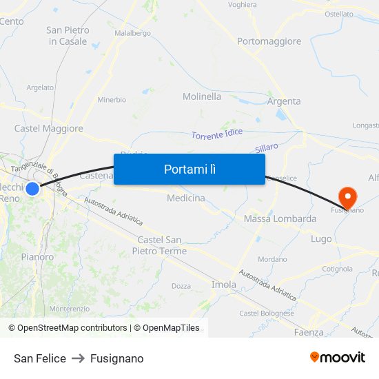 San Felice to Fusignano map