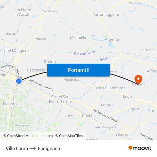 Villa Laura to Fusignano map