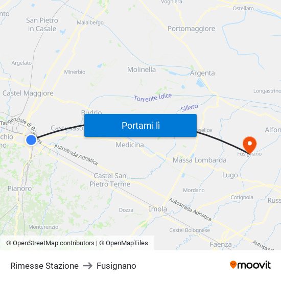 Rimesse Stazione to Fusignano map