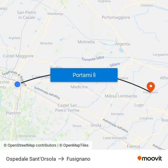 Ospedale Sant'Orsola to Fusignano map