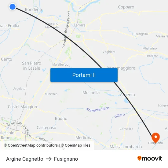 Argine Cagnetto to Fusignano map