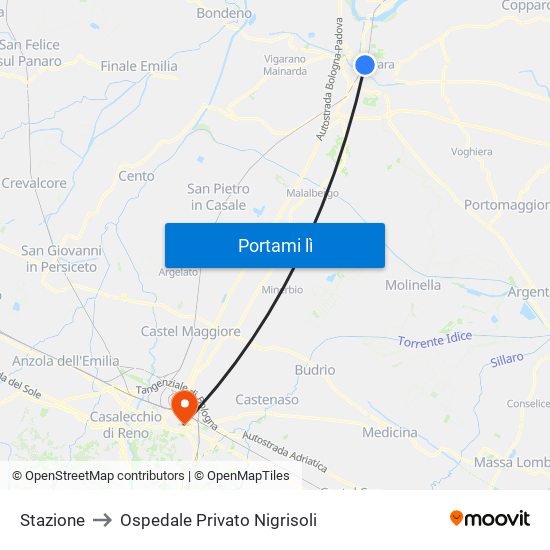 Stazione to Ospedale Privato Nigrisoli map