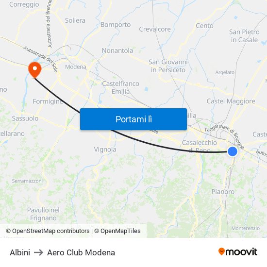 Albini to Aero Club Modena map
