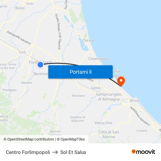 Centro Forlimpopoli to Sol Et Salus map