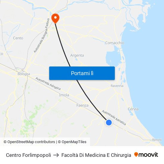 Centro Forlimpopoli to Facoltà Di Medicina E Chirurgia map