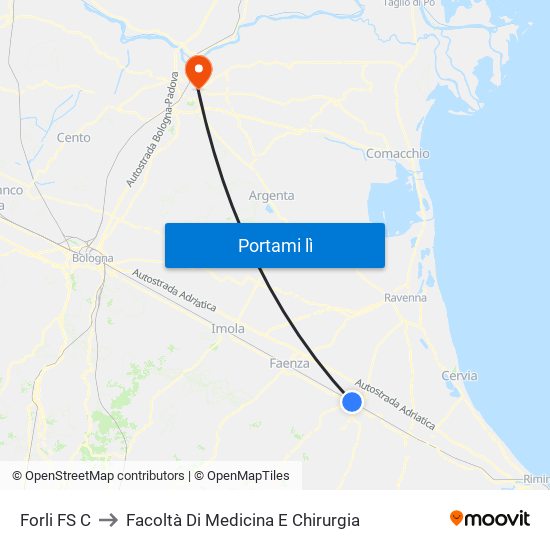 Forli FS C to Facoltà Di Medicina E Chirurgia map