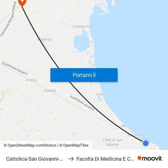 Cattolica-San Giovanni-Gabicce to Facoltà Di Medicina E Chirurgia map