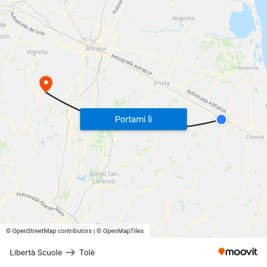 Libertà Scuole to Tolè map