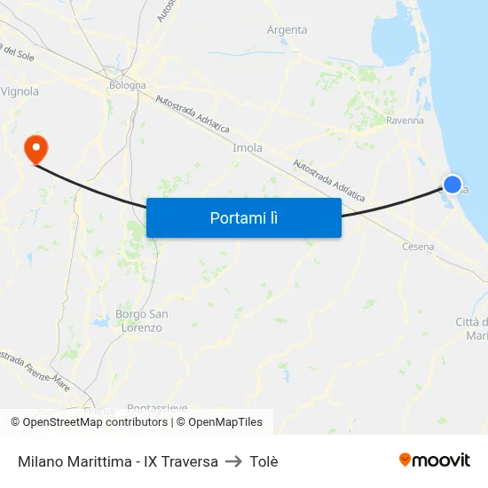 Milano Marittima - IX Traversa to Tolè map