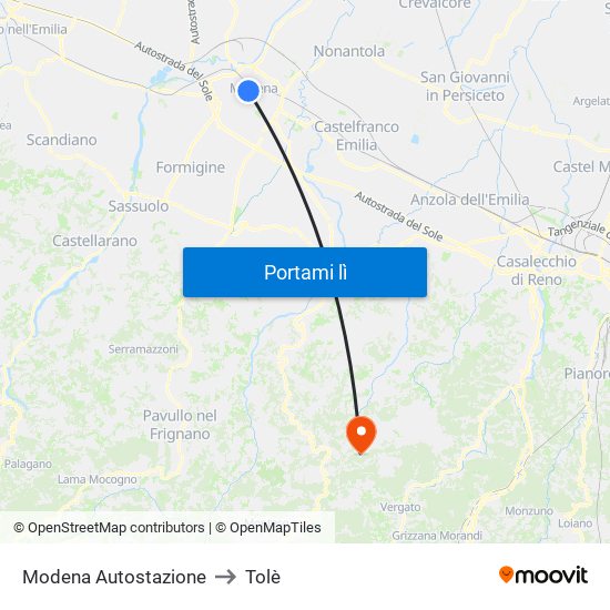 Modena  Autostazione to Tolè map