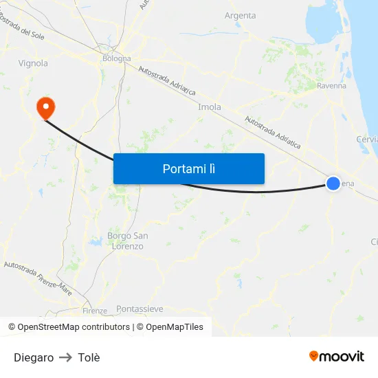 Diegaro to Tolè map