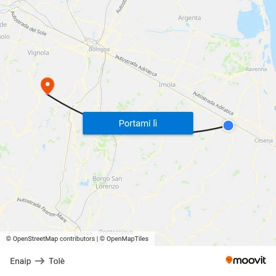 Enaip to Tolè map