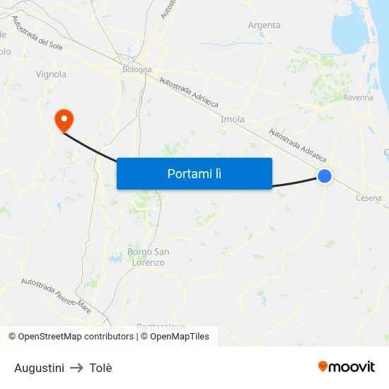 Augustini to Tolè map