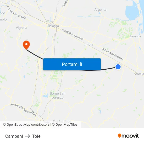Campani to Tolè map