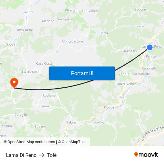 Lama Di Reno to Tolè map