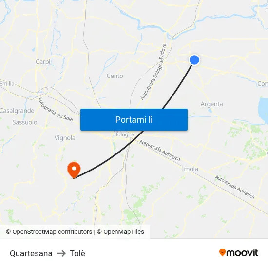 Quartesana to Tolè map
