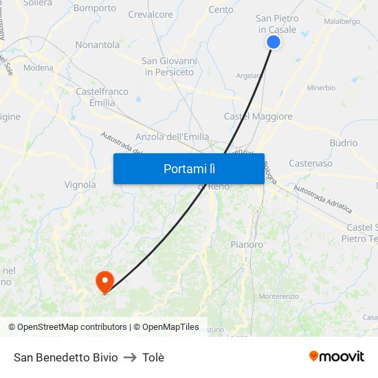 San Benedetto Bivio to Tolè map
