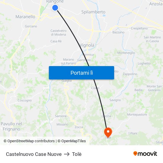 Castelnuovo Case Nuove to Tolè map