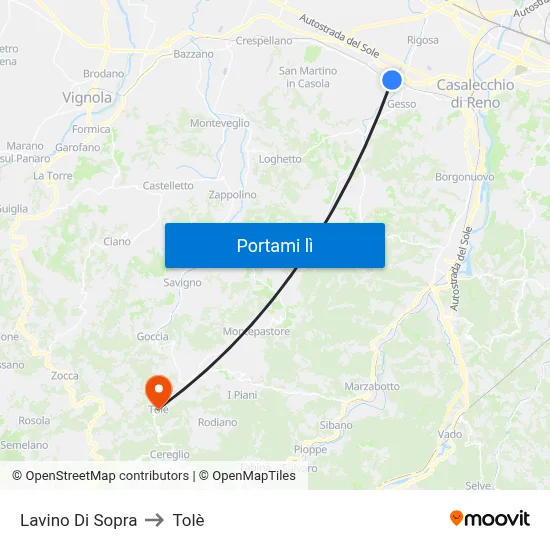 Lavino Di Sopra to Tolè map