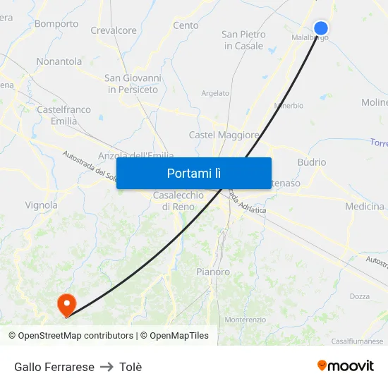 Gallo Ferrarese to Tolè map