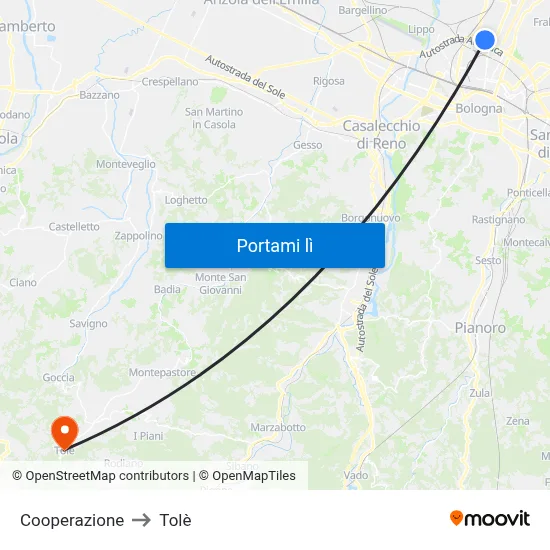 Cooperazione to Tolè map