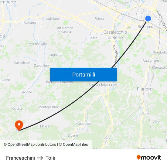 Franceschini to Tolè map