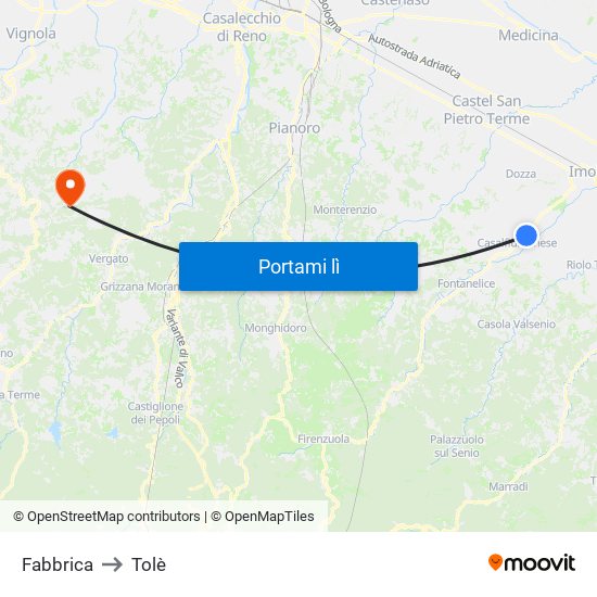 Fabbrica to Tolè map